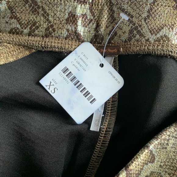 Free People Rio Printed Vegan Metallic Gold Python Snakeskin Pull On Leggings XS - Picture 8 of 8